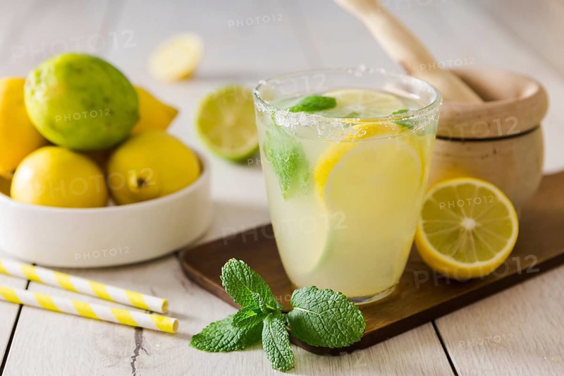 Glass with lemonade mint