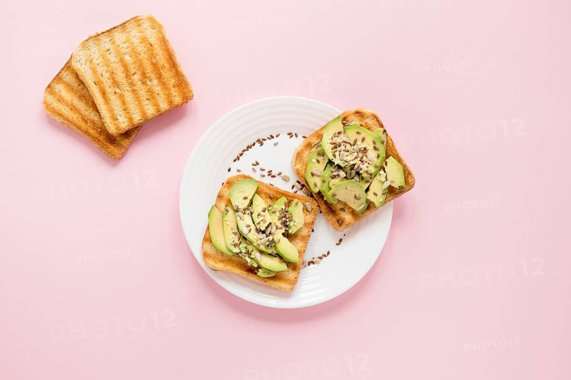 Plate with avocado toast