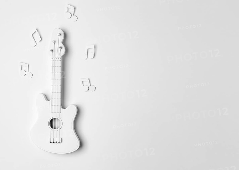Top view white guitar arrangement with copy space