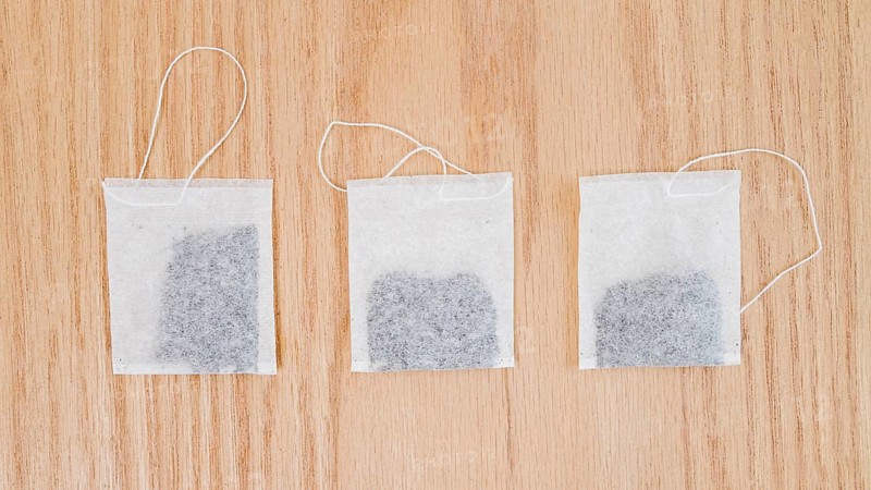 Top view tea bags line