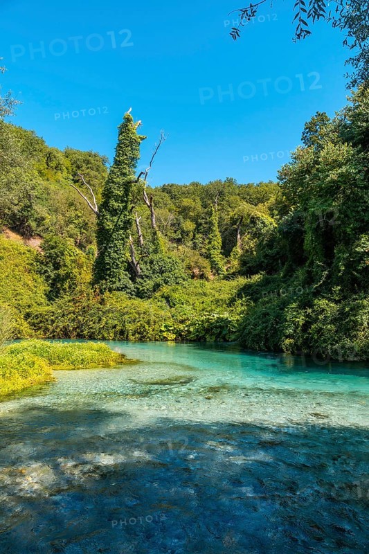 Cold waters of the river of The Blue Eye or Syri i kalter in the mountains of southern Albania