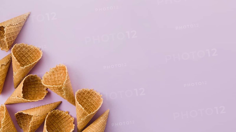 Empty short waffle ice cream cones