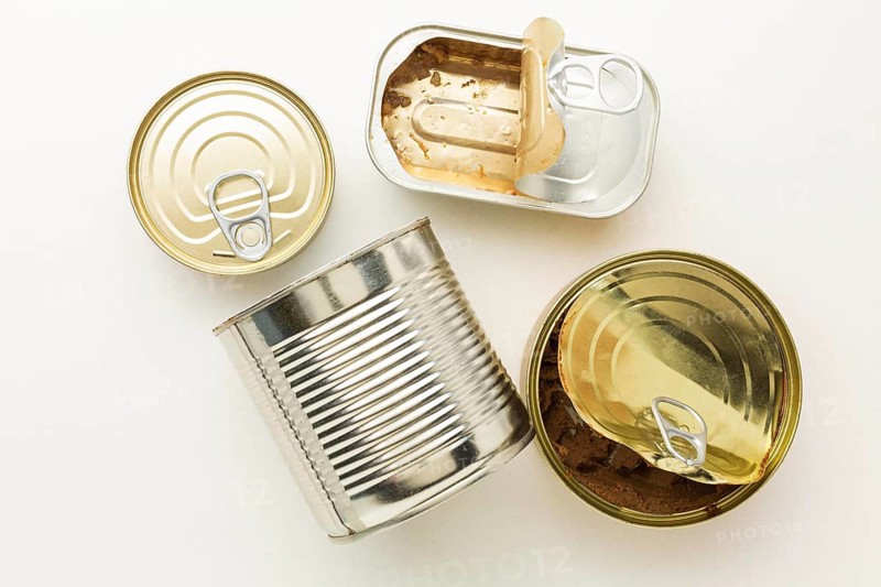 Various cans with food sauces