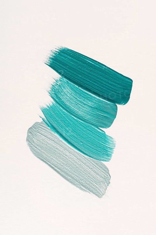 Flat lay blue paint brush strokes