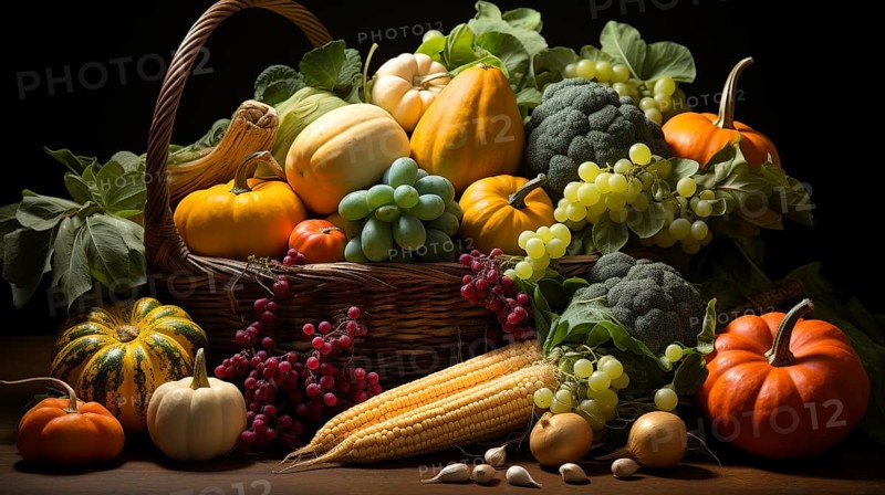 Collection of delicious ripe gourds