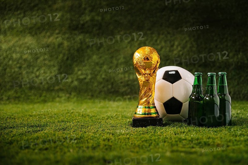 Football background with beer copyspace