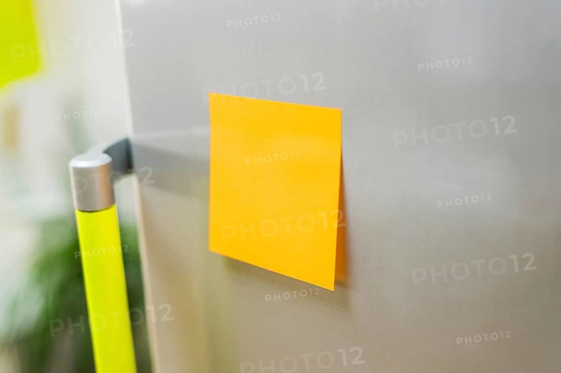 Yellow sticky note fridge
