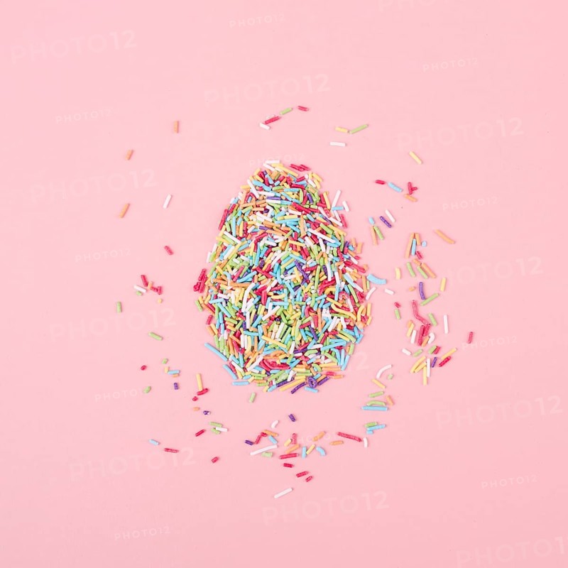 Egg made colorful sprinkles table