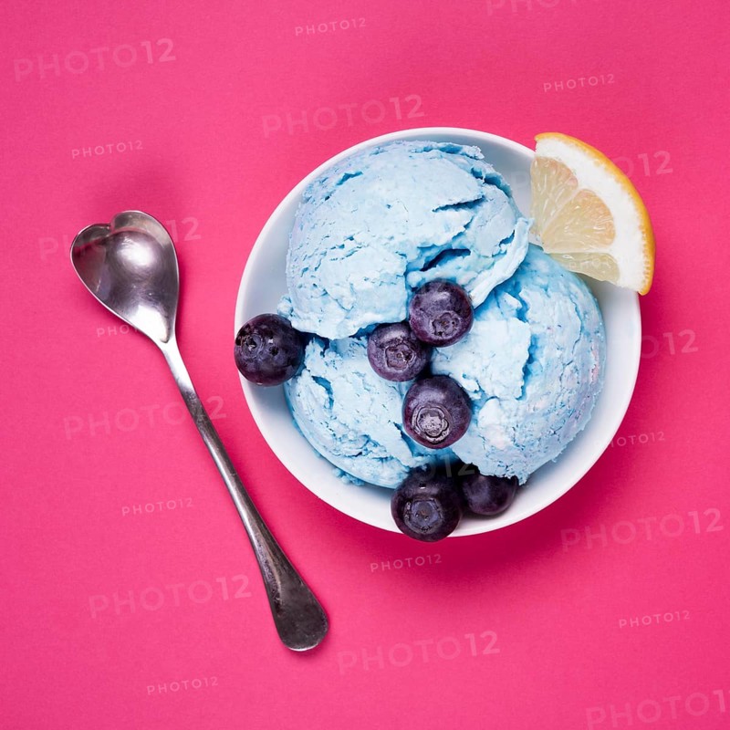 Top view refreshing ice cream with spoon