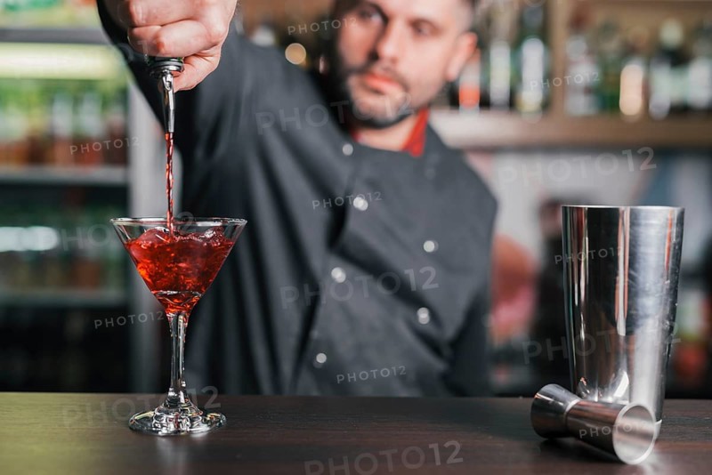 Preparing refreshing cocktail bar