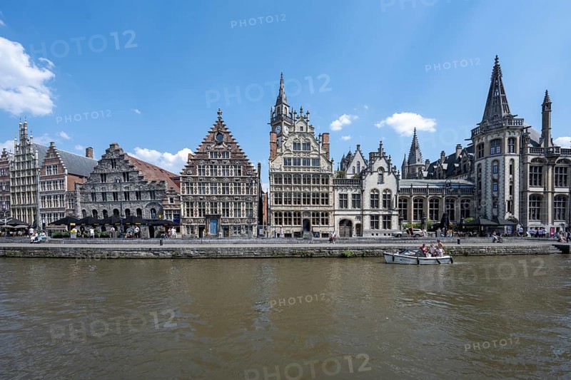 Medieval Guild Houses of the Graslei Quay on the River Leie