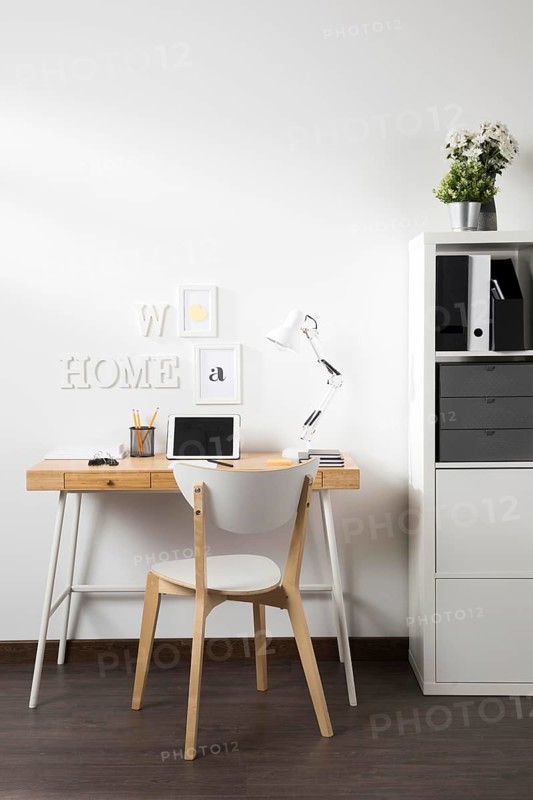 Neat tidy workspace with tablet desk