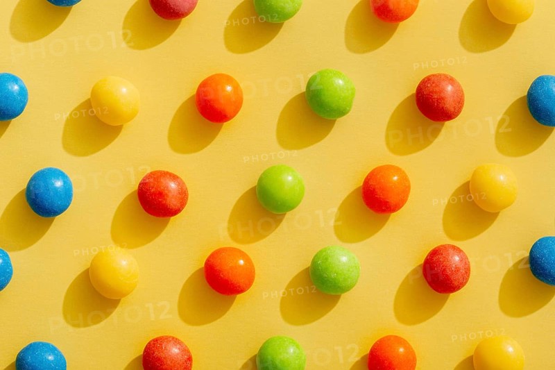 Top view color arranged jellybeans
