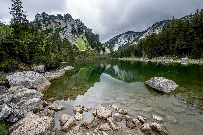 Mountain peak reflected in a mountain lake