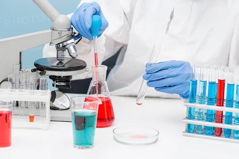Scientist working with chemical substances
