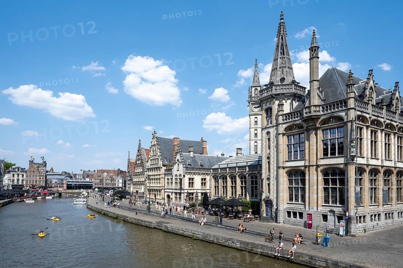 Medieval Guild Houses of the Graslei Quay on the River Leie