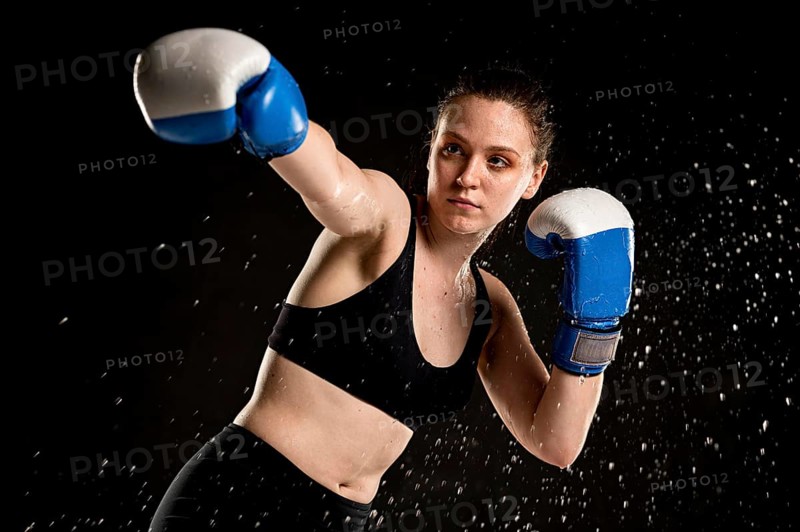 Front view female boxer posing