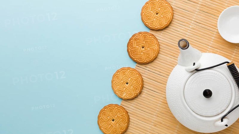 Top view homemade biscuits with copy space