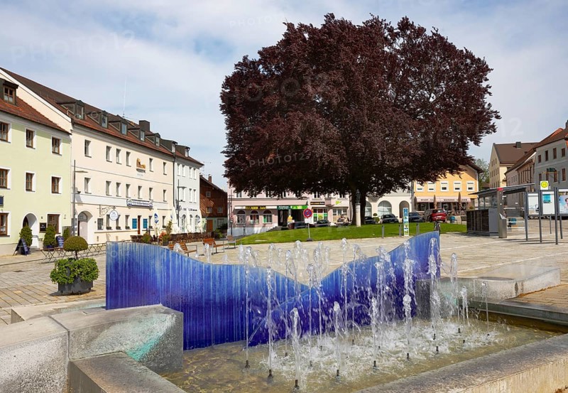 Town square with fountain