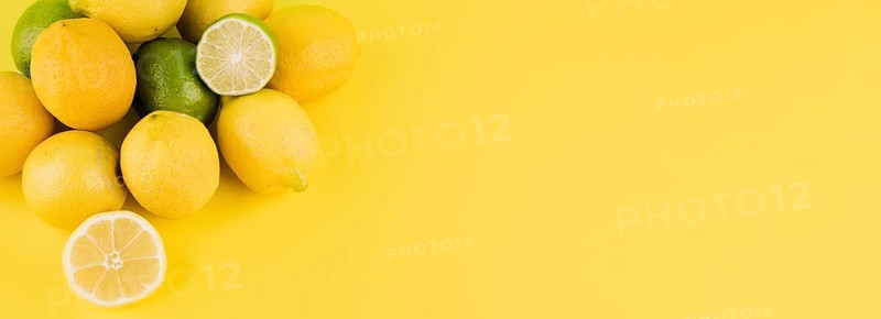 Top view bunch organic fruits with copy space