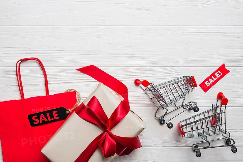 Shopping trolleys packet gift with bow