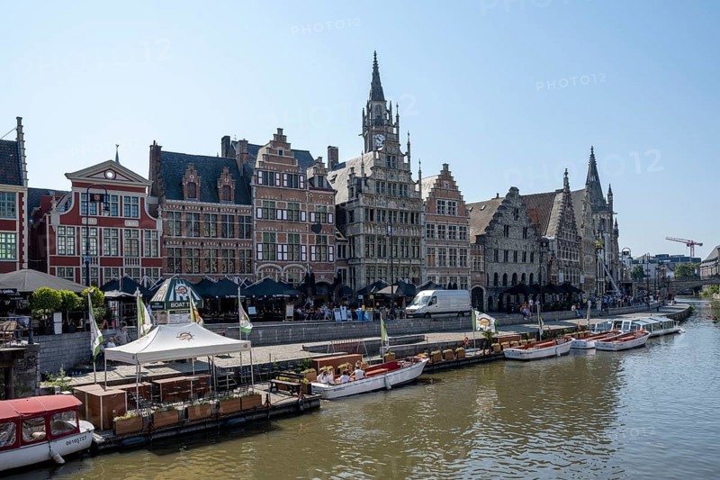 Medieval Guild Houses of the Graslei Quay on the River Leie