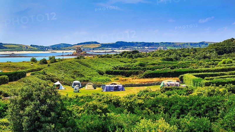 Coastline with campsite St Martins Campsite
