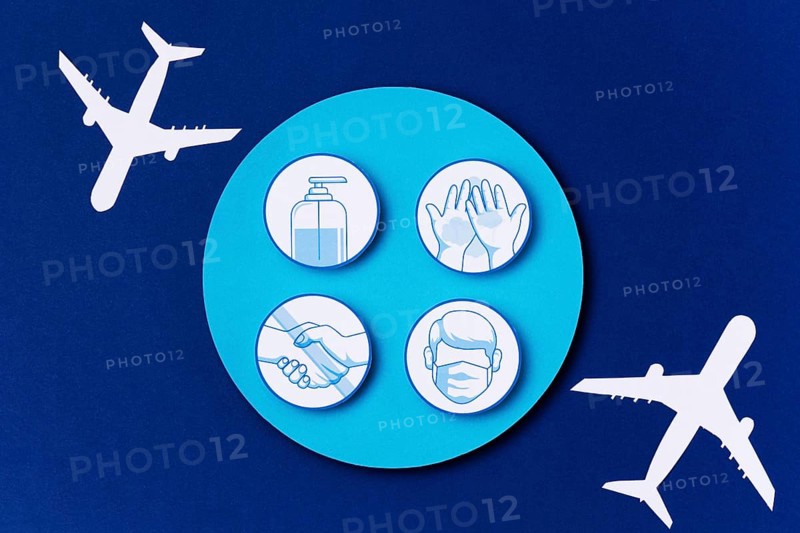 Top view world tourism day logos