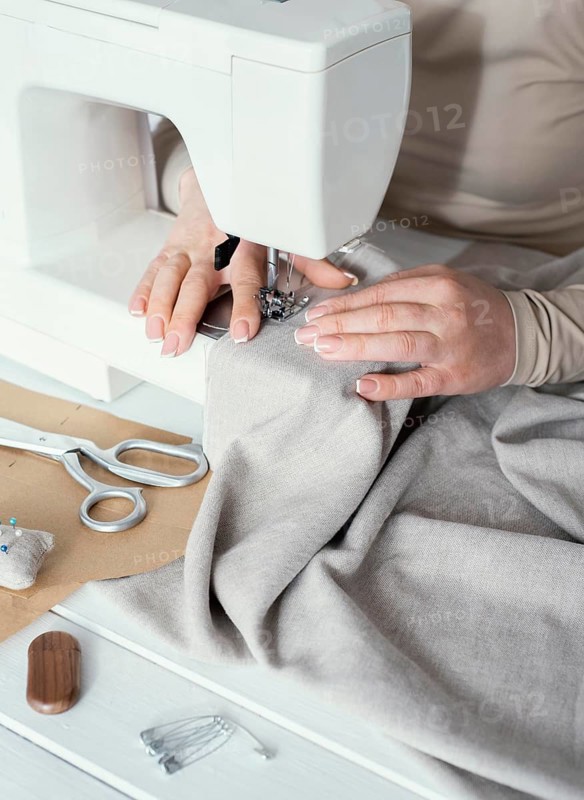 High angle seamstress using sewing machine