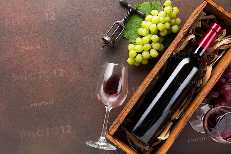Full bottle wine with copy space