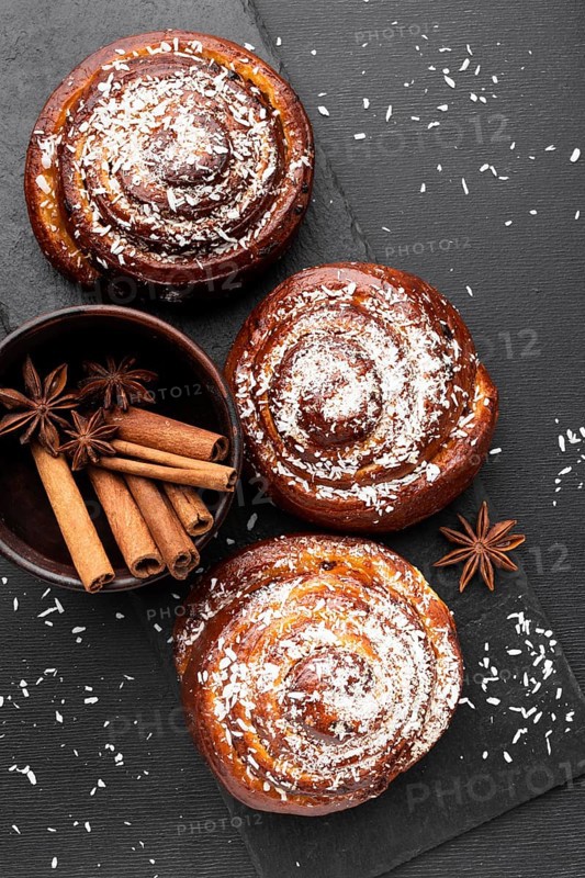 Top view delicious cinnamon rolls concept