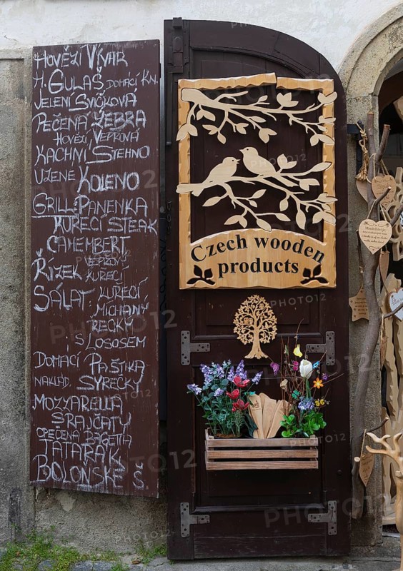 Souvenir shop in the historic old town of Krumlov