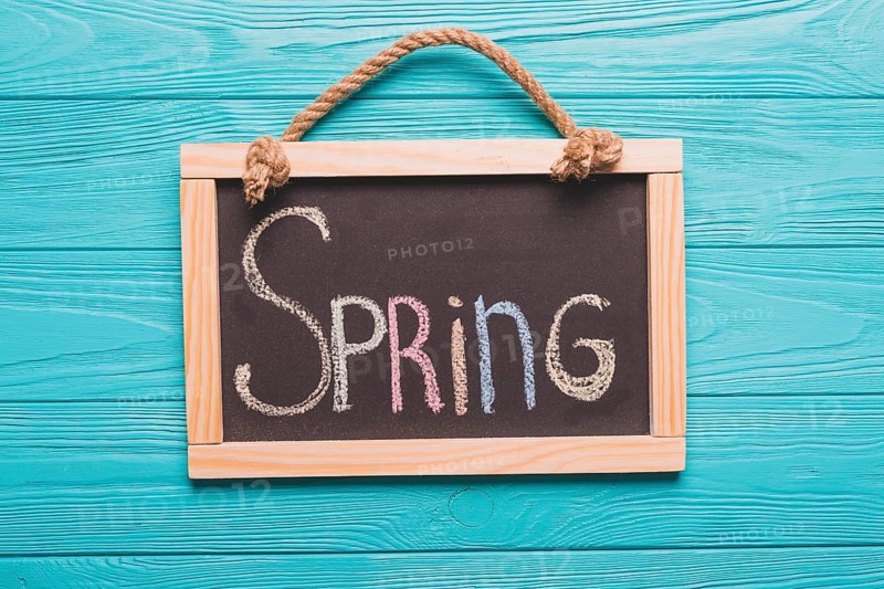 Blackboard with spring writing