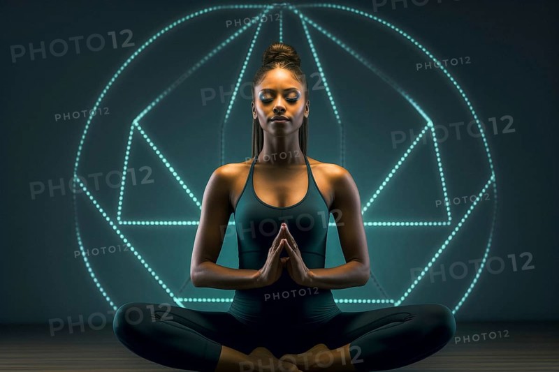 Young woman in yoga seat