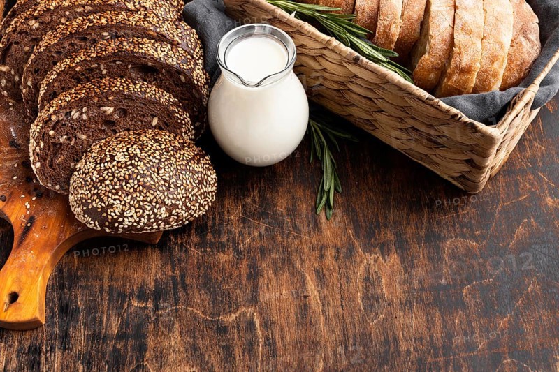 High angle delicious bread with copy space