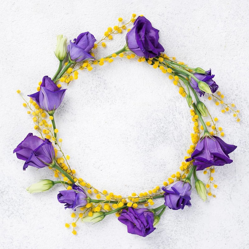 Colorful wreath made spring flowers