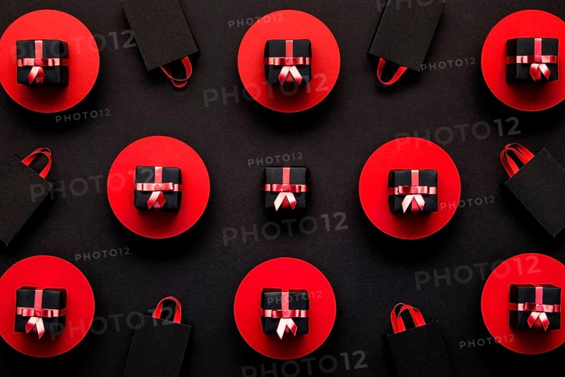 Red black gift boxes background