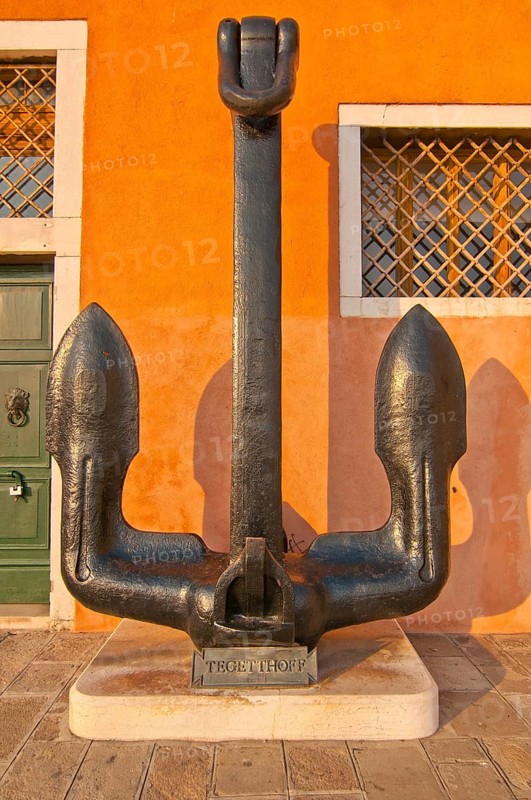 Venice Italy Naval museum front view with the enormous anchors at sestriere of Castello