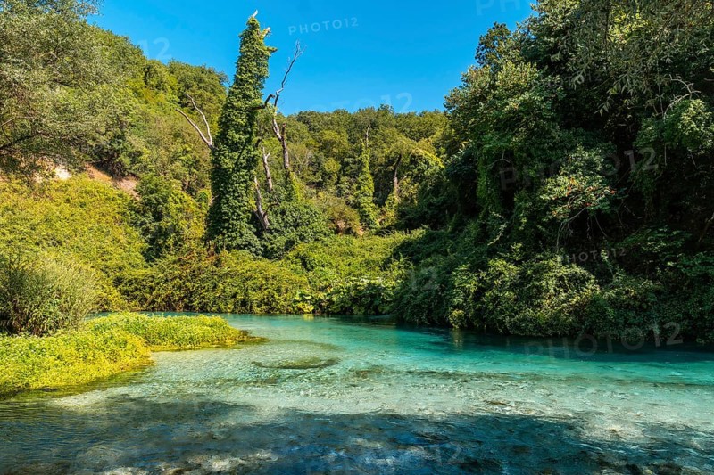 Cold waters of the river of The Blue Eye or Syri i kalter in the mountains of southern Albania