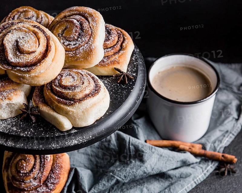 High angle delicious cinnamon rolls concept