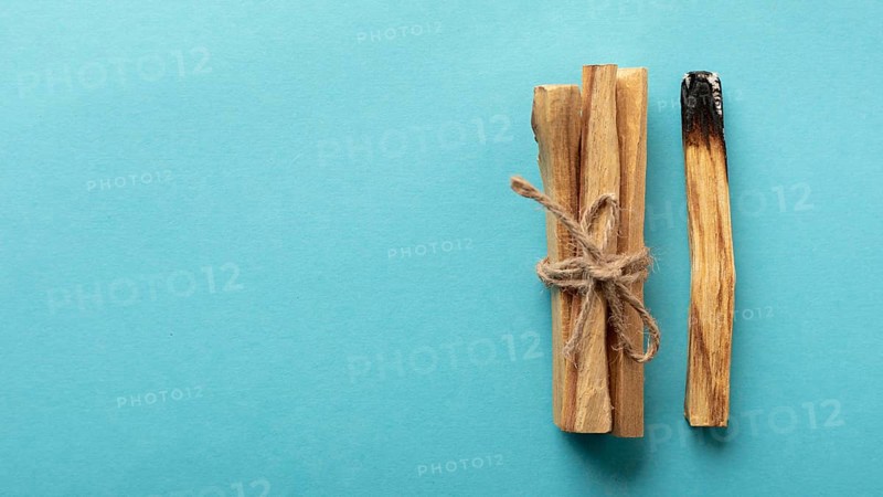 Wooden aromatic sticks tied with rope copy space