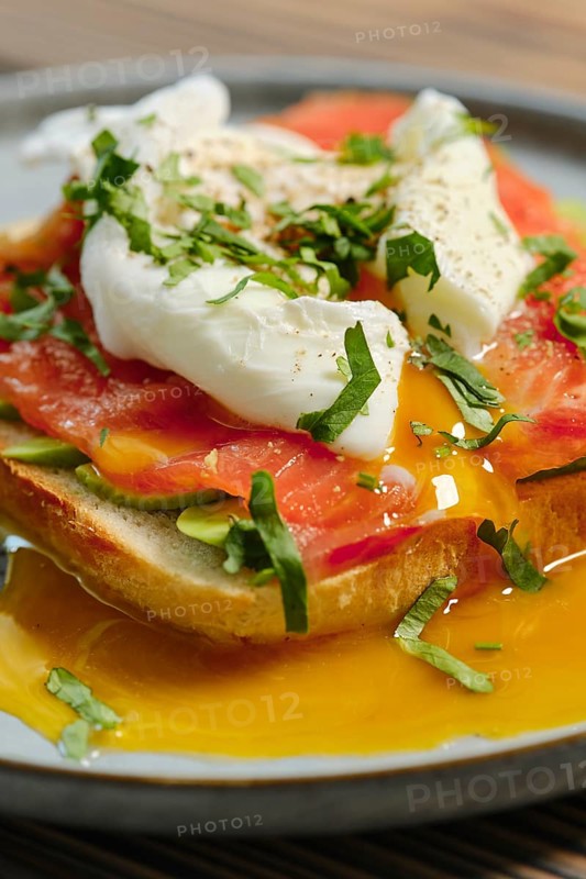 Closeup view of sandwich with smoked salmon
