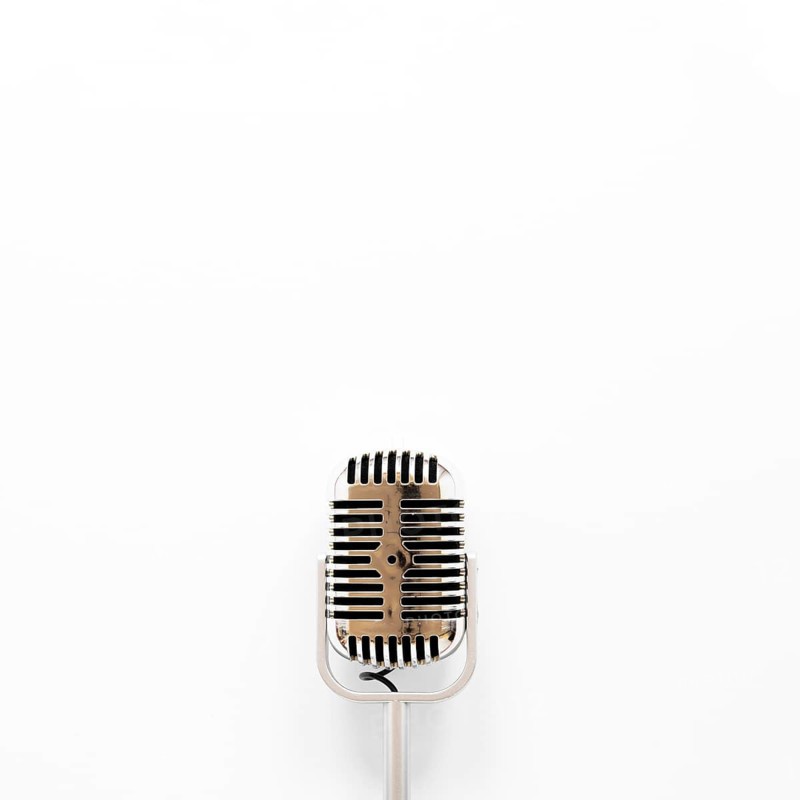 Top view microphone white background