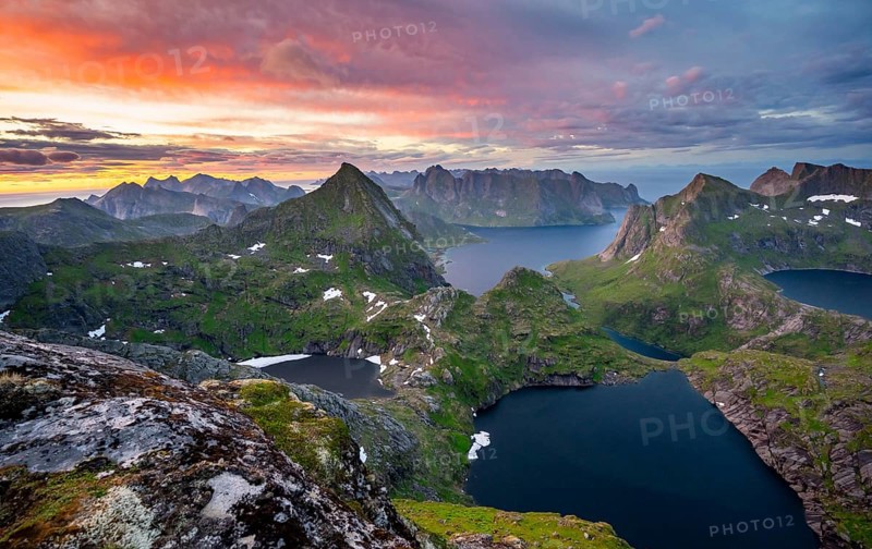 View over mountain tops and sea