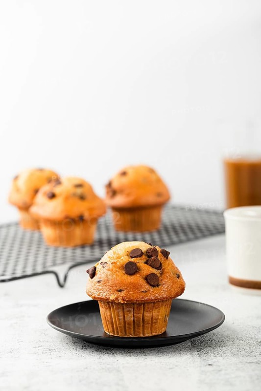 Delicious muffins with chocolate just backed