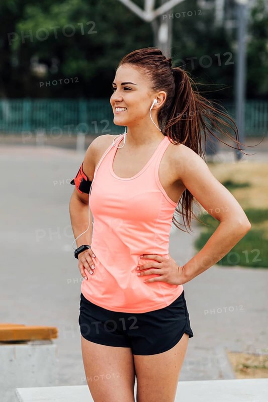 Front view woman orange tank top