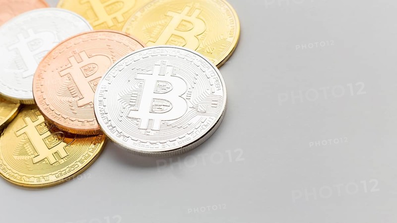 Bitcoin various colors close up
