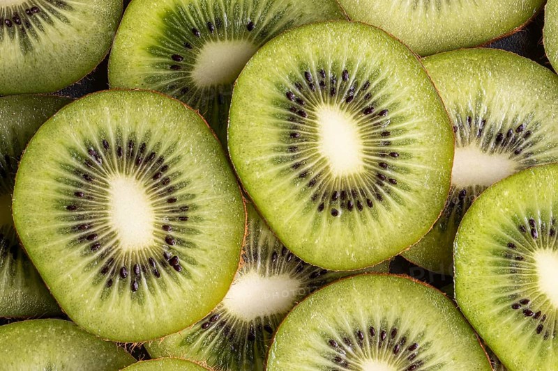 Delicious kiwi fruits top view