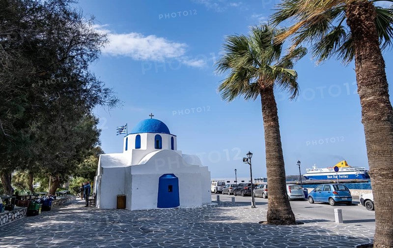 White blue Greek Orthodox Church of St Nicholas Thalassitis