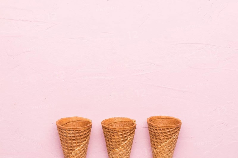 Waffle cones pink background
